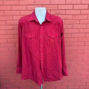 Vtg Wrangler Western Mens Shirt Size XL Red Pinstripe Long Sleeve Snap Button